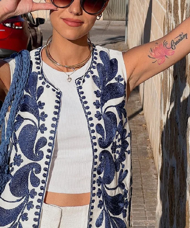 Women Fashion Y2k Vintage Floral Embroidery Vest Top V Neck Loose Casual Summer Woman Short Cardigan Waistcoat Chic Tops Beaded Cardigan Sequined Faux Fur Women Fashion Y2k Vintage Floral Embroidery Vest Top V Neck Loose Casual Summer Woman Short Cardigan Waistcoat Chic Tops Beaded Cardigan Sequined Faux Fur