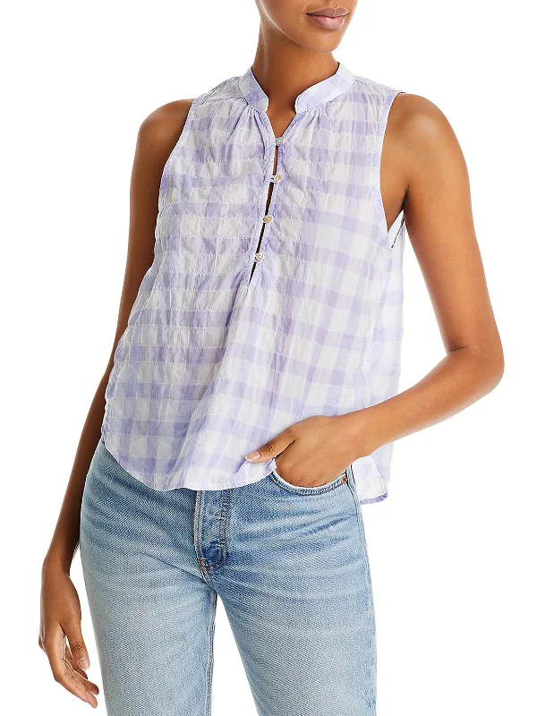 Womens Plaid V-Neck Pullover Top Oversized Cozy Pullover