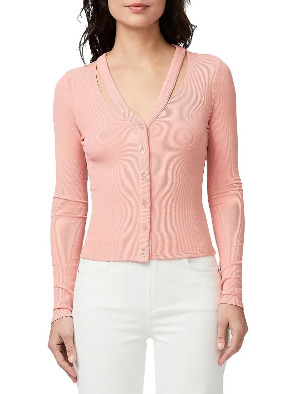 Womens Ribbed Cardigan Pullover Top Boxy Cardigan Fitted Cardigan A-Line