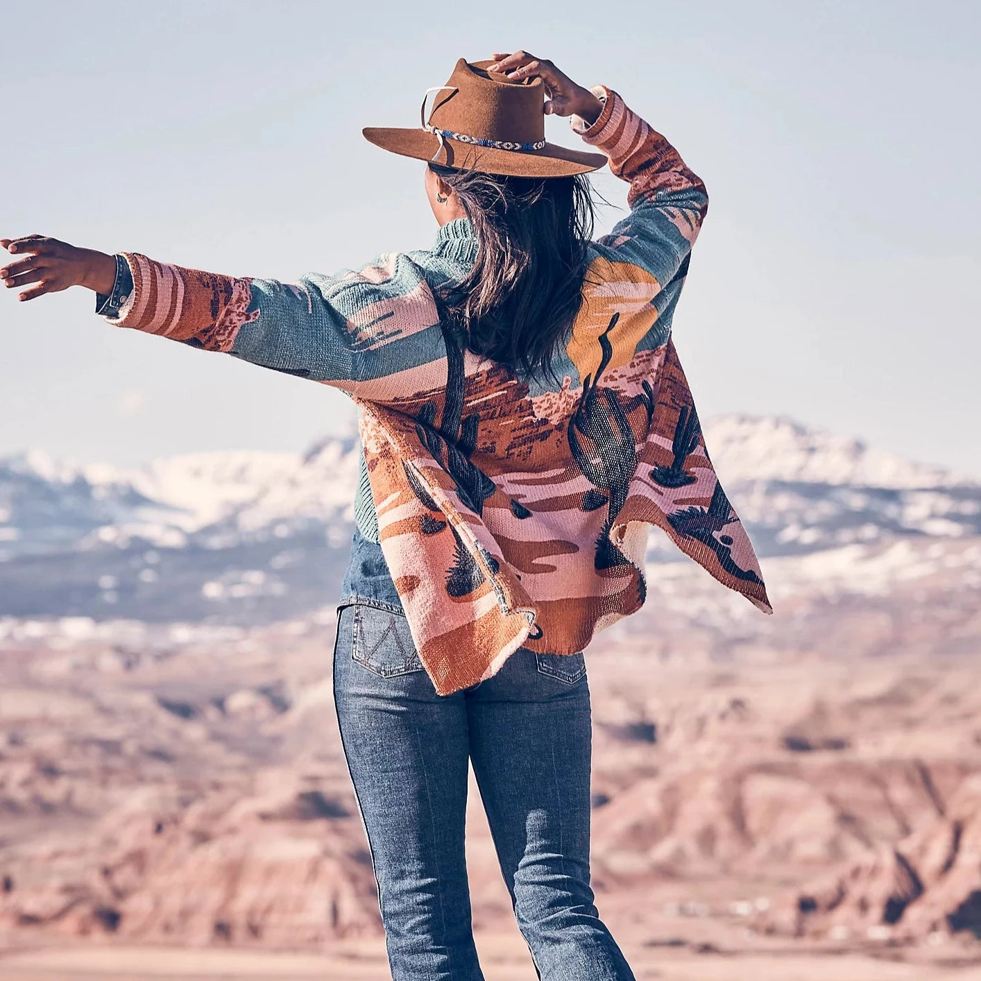 Wrangler Retro Women's Multicolor Desert Cardigan Boat Neck Shawl Collar Notched Collar Wrangler Retro Women's Multicolor Desert Cardigan Boat Neck Shawl Collar Notched Collar