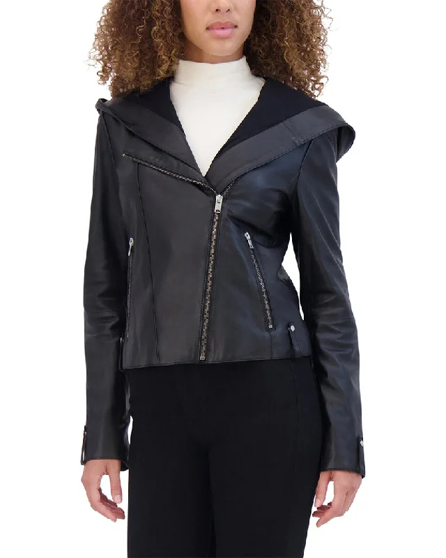 Andrew Marc Lunar Leather Coat Puffy Insulated Vest