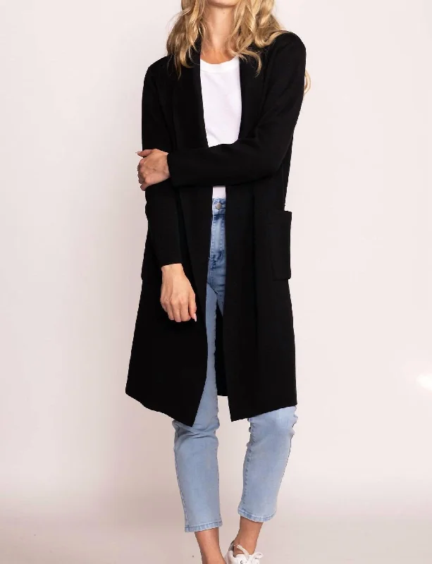 Aria Coat In Black Thick Layered Jacket