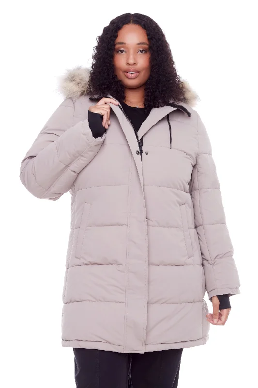 AULAVIK PLUS | WOMEN'S VEGAN DOWN (RECYCLED) MID-LENGTH HOODED PARKA COAT (PLUS SIZE) Belted Crossover Blazer AULAVIK PLUS | WOMEN'S VEGAN DOWN (RECYCLED) MID-LENGTH HOODED PARKA COAT (PLUS SIZE) Belted Crossover Blazer