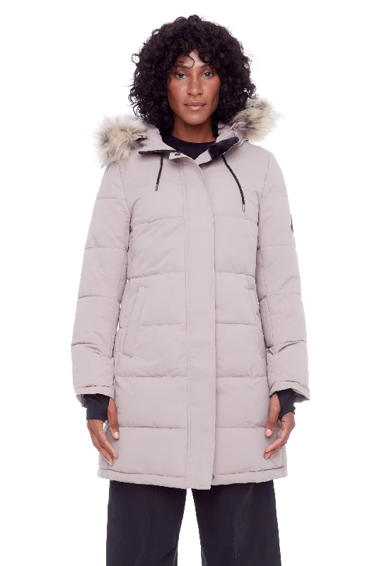 AULAVIK | WOMEN'S VEGAN DOWN (RECYCLED) MID-LENGTH HOODED PARKA COAT Quilted Hybrid Jacket AULAVIK | WOMEN'S VEGAN DOWN (RECYCLED) MID-LENGTH HOODED PARKA COAT Quilted Hybrid Jacket