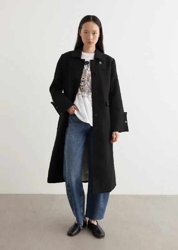 Bonded Crepe Coat Puff Sleeve Blazer