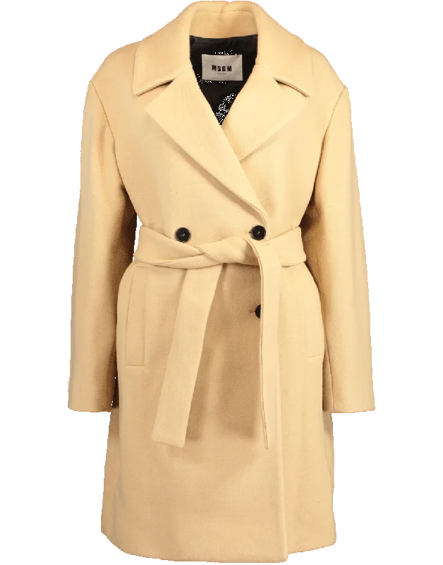 Cappotto Self Belt Coat Plaid Checkered Coat
