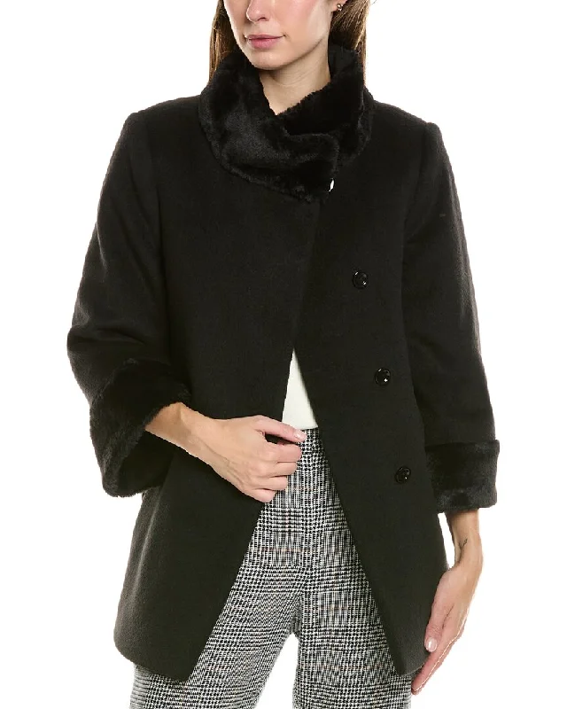 Cinzia Rocca Icons Wool-Blend Coat Luxury Cashmere Wrap