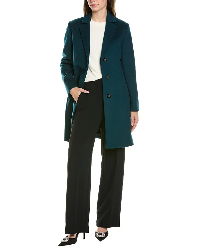 Cinzia Rocca Wool & Cashmere-Blend Coat Fitted Faux Suede Blazer
