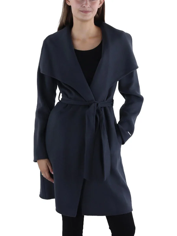 Ellie Womens Winter Wool Wrap Coat Lightweight Windbreaker