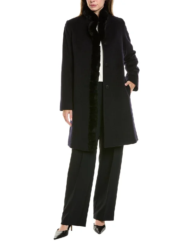 FLEURETTE Long Wool-Blend Coat Sleeveless Puffer Vest