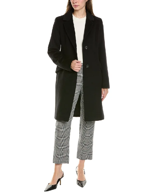 FLEURETTE Medium Wool-Blend Coat Fur-Trimmed Winter Coat