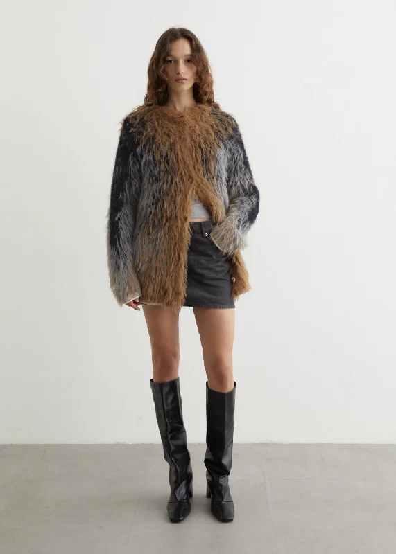 Hairy Gradient Cardigan Soft Cozy Warm