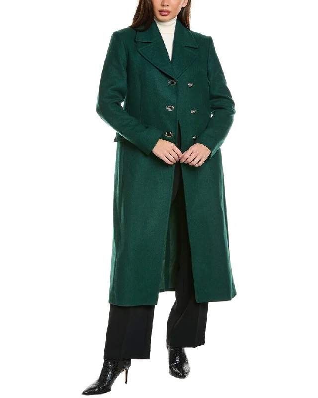 Hugo Boss Clafa Wool-Blend Coat Ruched Sleeve Blazer