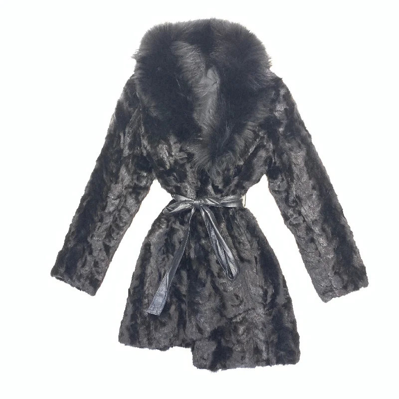 Kashani Women's Black 3/4 Mink Fur Coat Elegant Wool Jacket