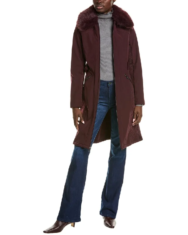 Kenneth Cole Long Belted Soft Shell Coat Knit Longline Duster