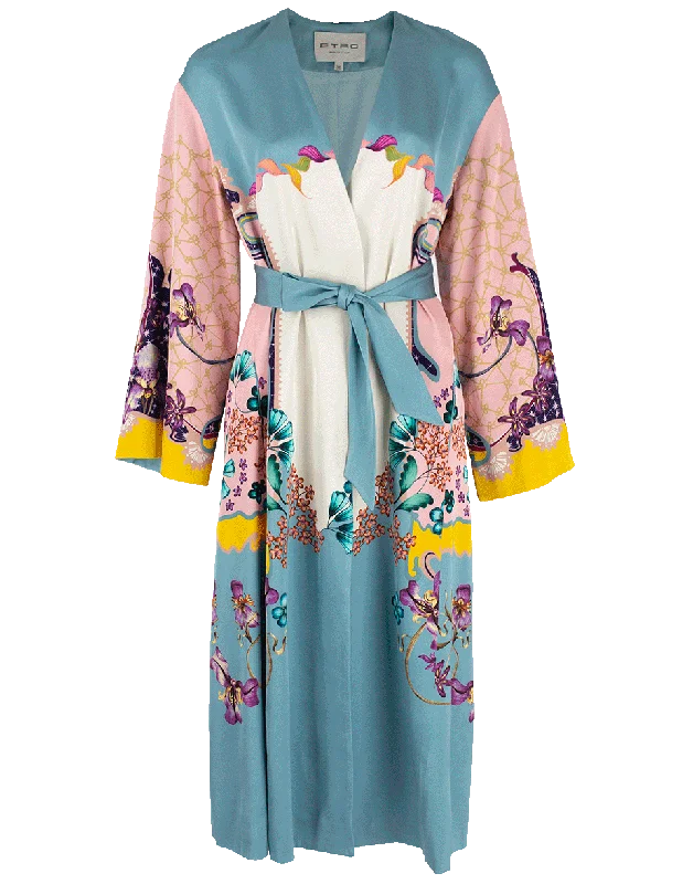 Lilac Floral Print Coat Stylish Bomber Jacket
