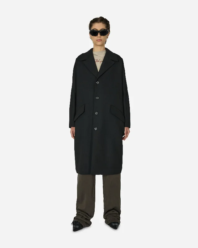 Wool Gabardine Coat Black Plush Faux Fur Bolero