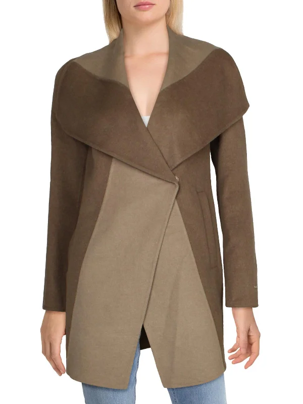 Nikki Womens Wool Blend Wrap Coat Wool Coat Modern Asymmetric Coat