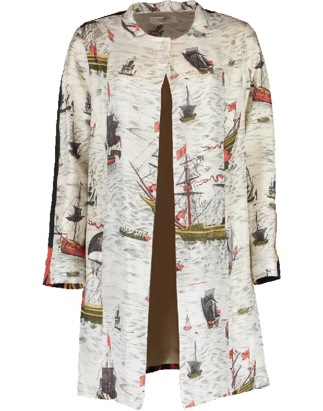 Print Twill Paris Coat Fashionable Blazer Coat