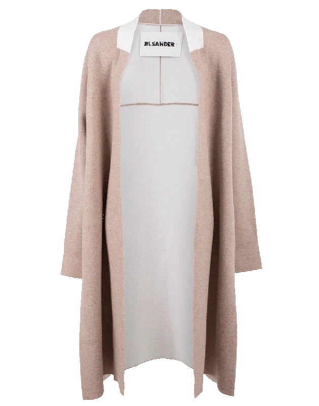 Reversible Open Coat Puff Shoulder Coat