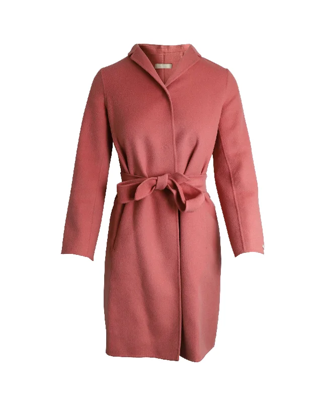 'S Max Mara Wrap Coat in Pink Wool Minimalist Wool Duster