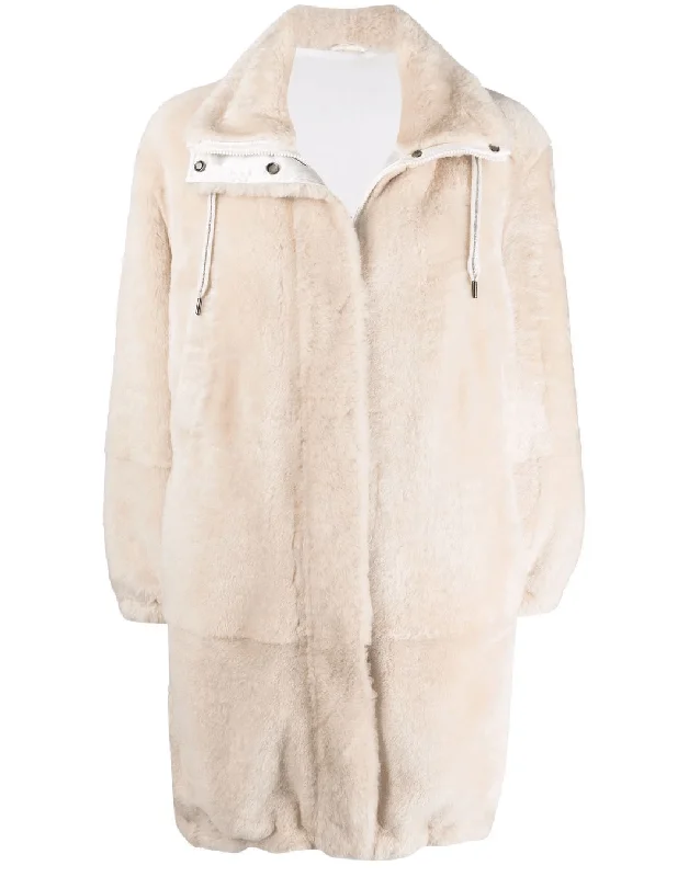Shearling Mid Length Coat Classic Trench Coat