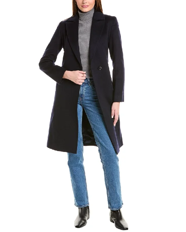 sofiacashmere Wool & Cashmere-Blend Coat Modern Asymmetric Coat