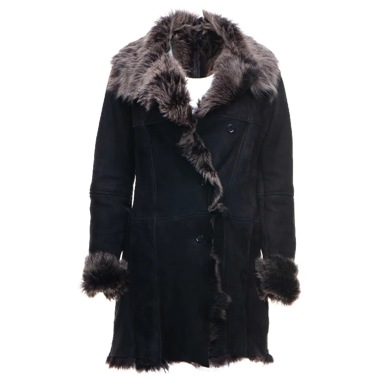 Stefanias's Toscana Shearling Sheepskin Coat Cropped Moto Jacket