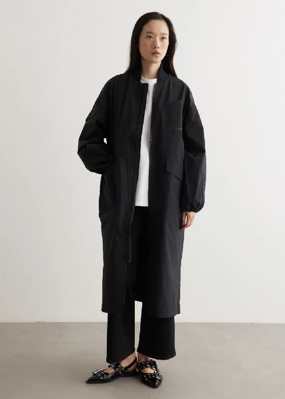 Tech Seersucker Oversized Shell Coat Fleece Lined Windbreaker