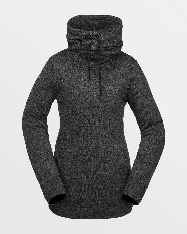 Womens Tower Pullover Fleece - Black Cable Knit Chunky