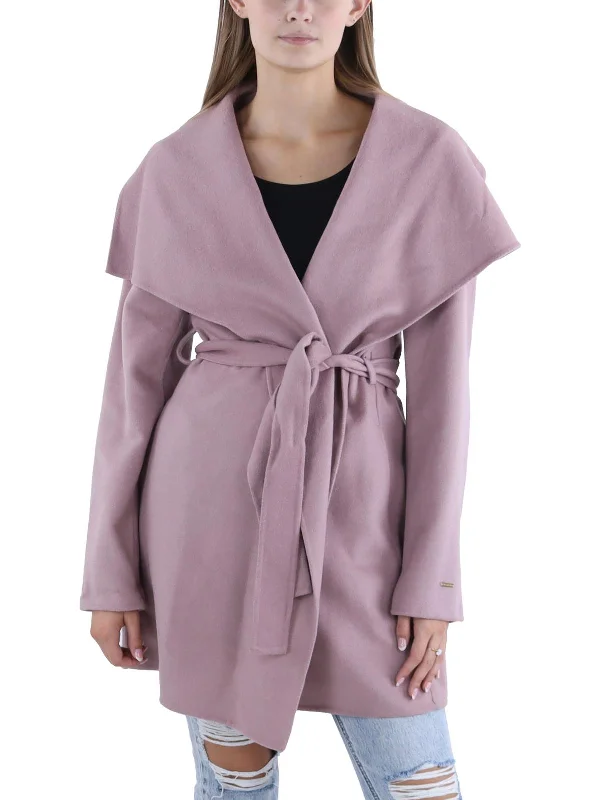 Womens Winter Wool Blend Wrap Coat Stylish Bomber Jacket