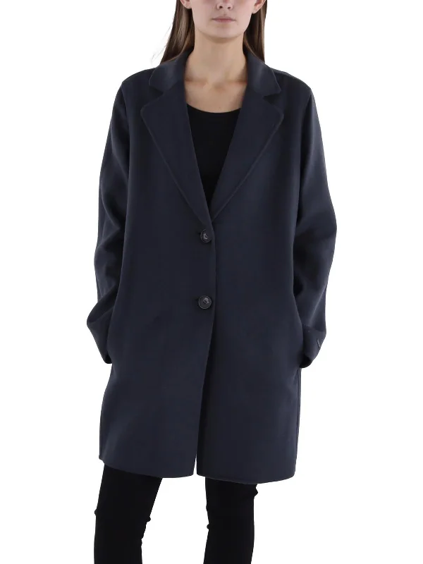 Womens Wool Blend Long Sleeve Pea Coat Buttoned Peplum Coat