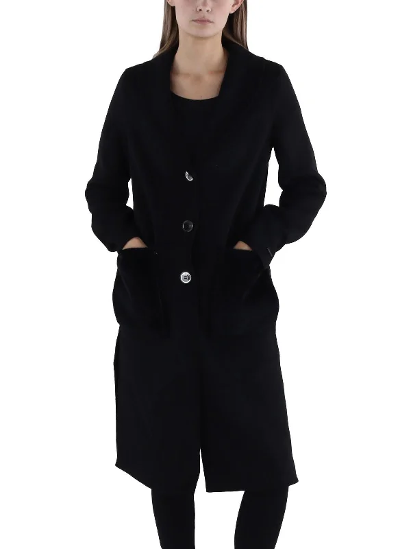 Womens Wool Blend Long Wool Coat Sporty Zip-Up Jacket