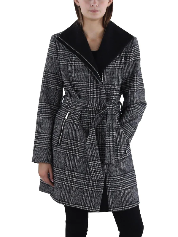 Womens Wool Blend Plaid Wool Coat Oversized Teddy Coat