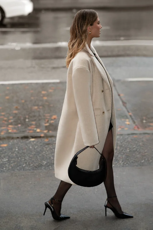 WOOL-BLEND DOUBLE BREASTED COAT Knit Longline Duster