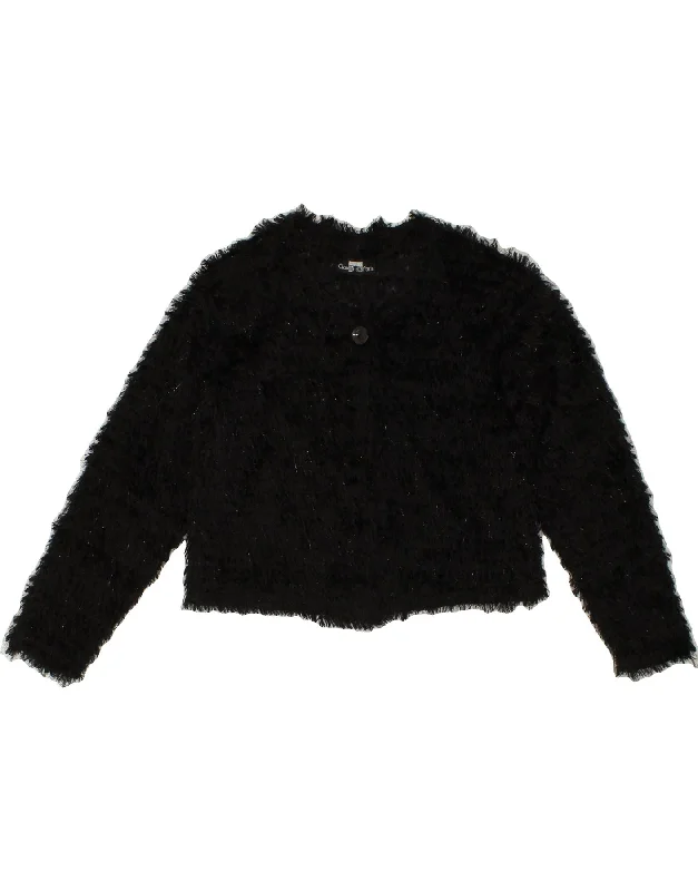 VINTAGE Womens Cardigan Sweater UK 14 Large Black Plaid Cardigan Polka Dot Checkered